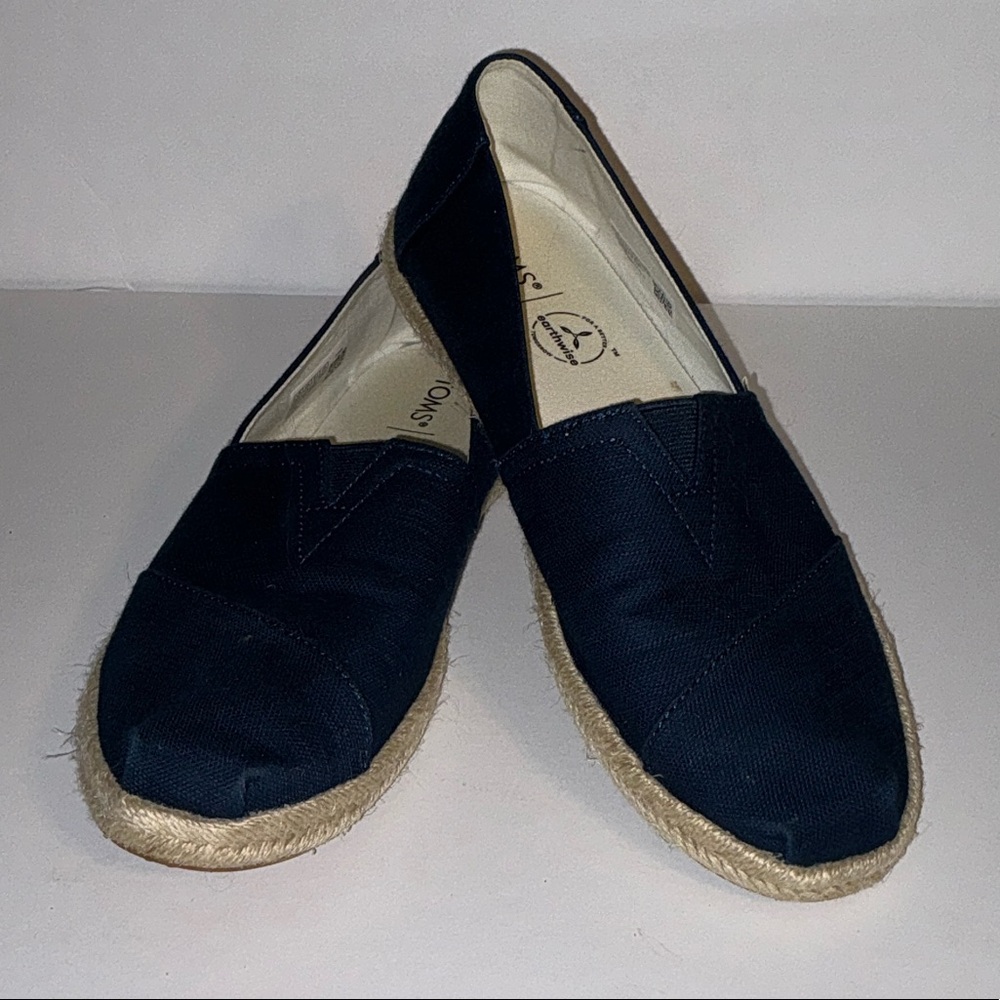 TOMS, Navy Alpargatas , Size 9.5